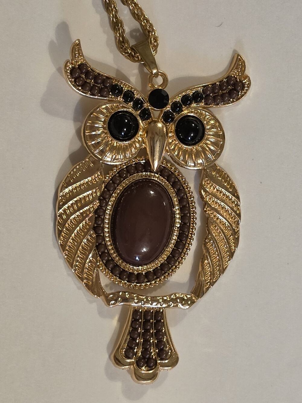 C1946 Reticulated 4 In Owl Pendant Necklace